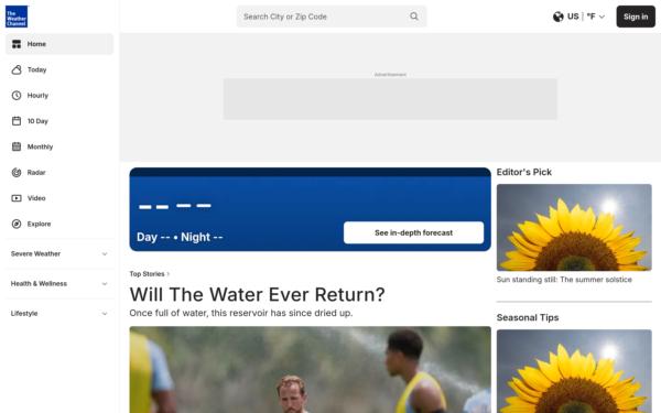 Screenshot of weather.com