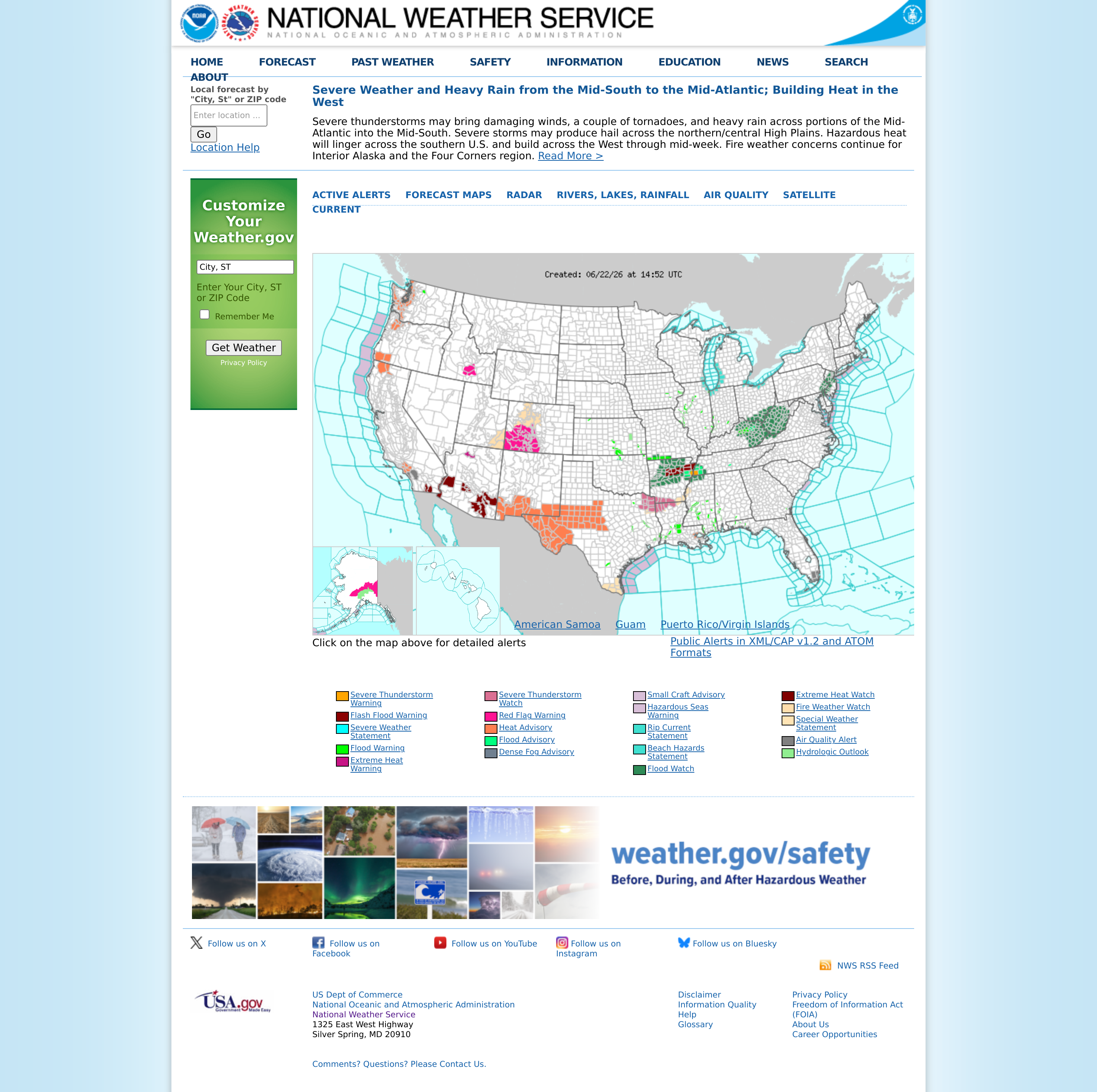 Screenshot of weather.gov