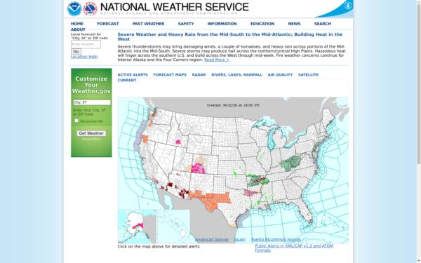Screenshot of weather.gov