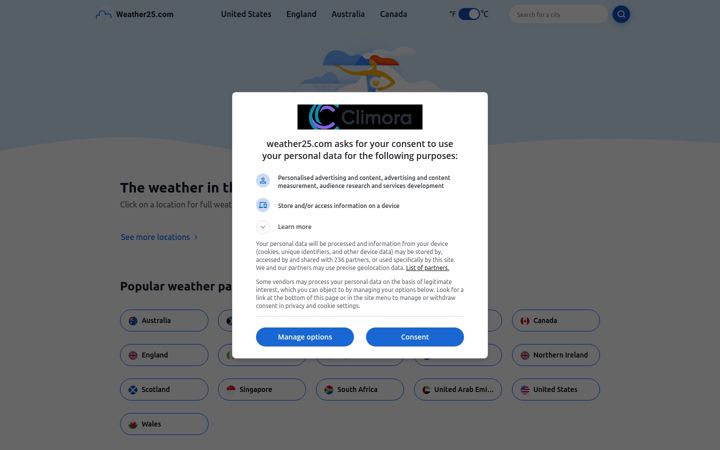 Screenshot of weather25.com