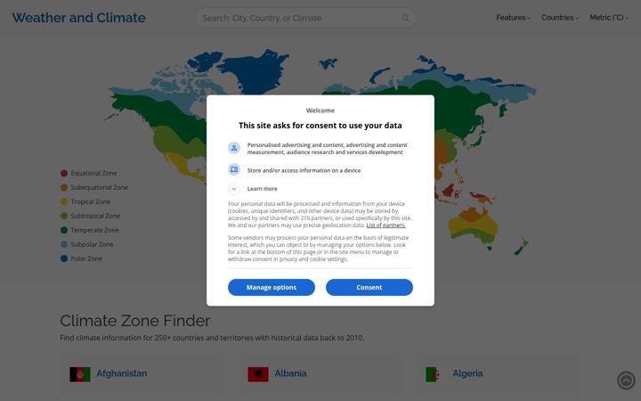 Screenshot of weatherandclimate.com
