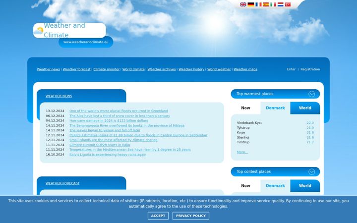 Screenshot of weatherandclimate.eu