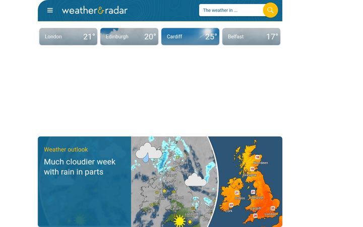 Képernyőkép: weatherandradar.co.uk