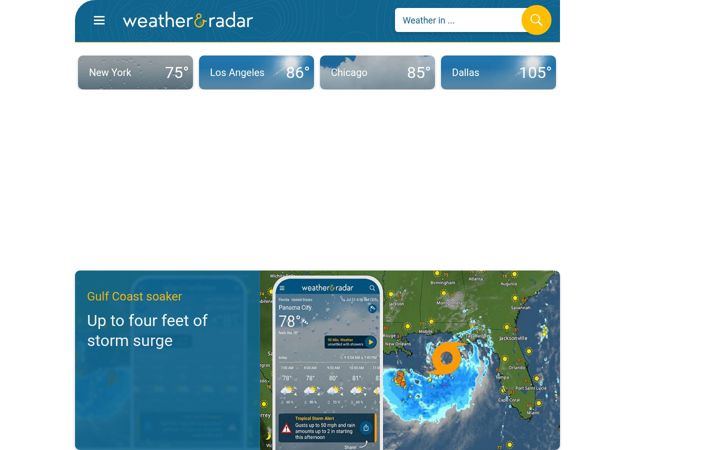 Screenshot of weatherandradar.com
