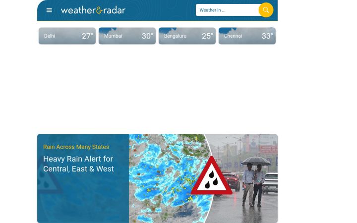 Screenshot of weatherandradar.in
