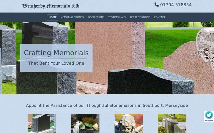 Screenshot of weatherby-memorials.co.uk