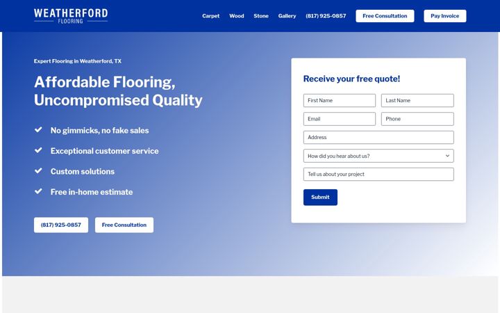 Screenshot of weatherfordflooring.com