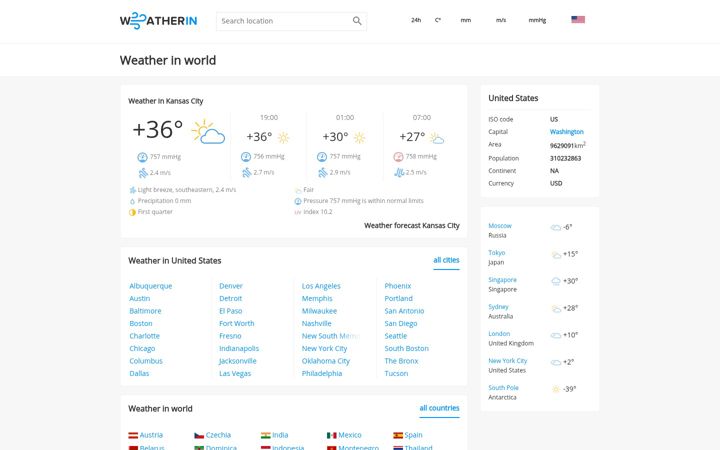 Screenshot of weatherin.net