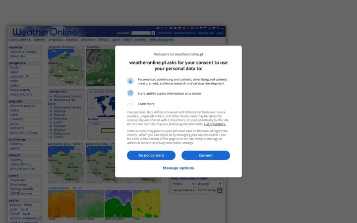 Screenshot of weatheronline.pl