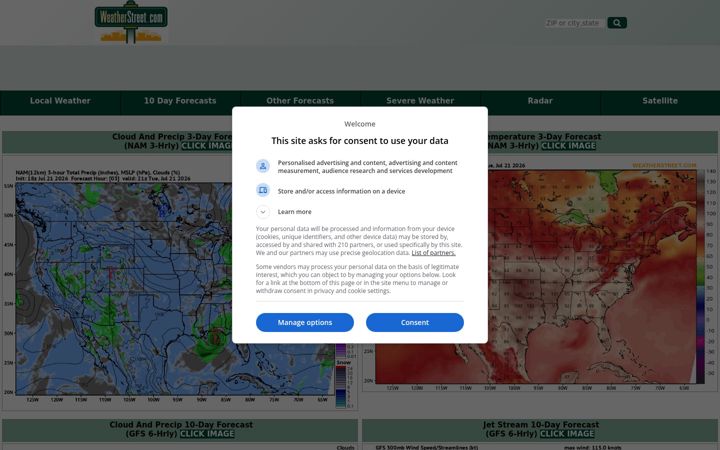 Screenshot of weatherstreet.com