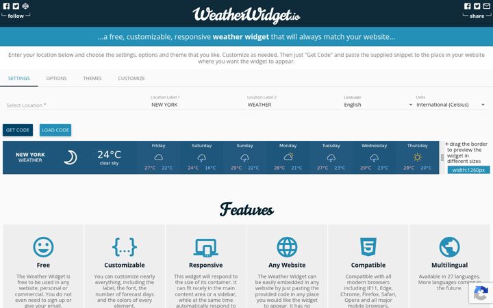 Screenshot von weatherwidget.io