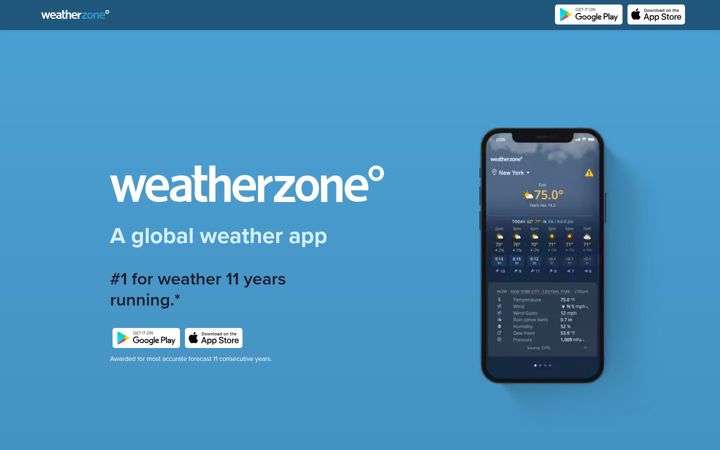 Screenshot of weatherzone.com