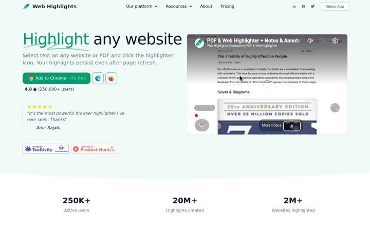 Skärmbild av web-highlights.com