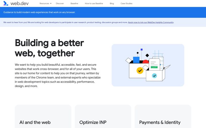 Screenshot van web.dev