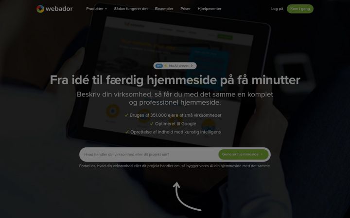Screenshot van webador.com