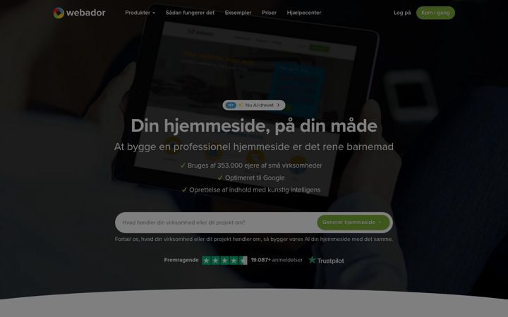 Screenshot of webador.dk