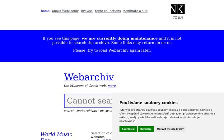 Screenshot of webarchiv.cz