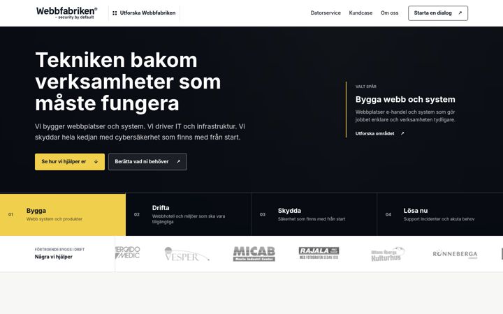 Screenshot of webbfabriken.com