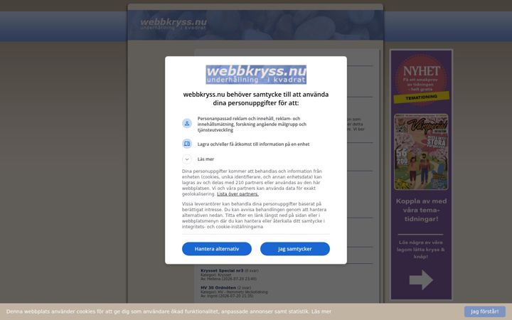 Screenshot of webbkryss.nu