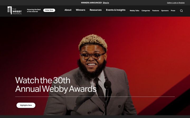 Ekrano kopija webbyawards.com