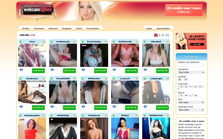 Screenshot ta' webcambabes.nl