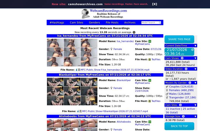 Screenshot of webcamrecordings.com