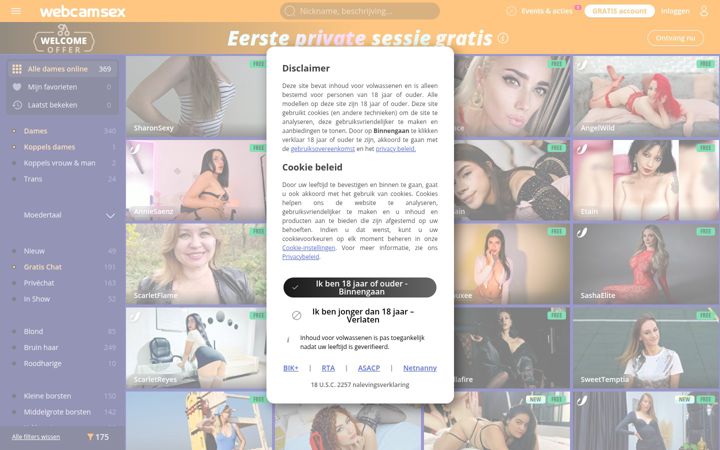 Screenshot of webcamsex.nl