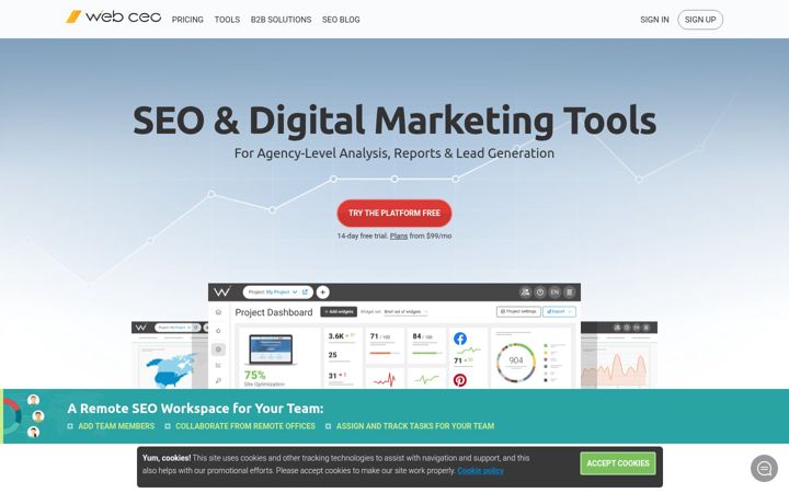 Screenshot of webceo.com