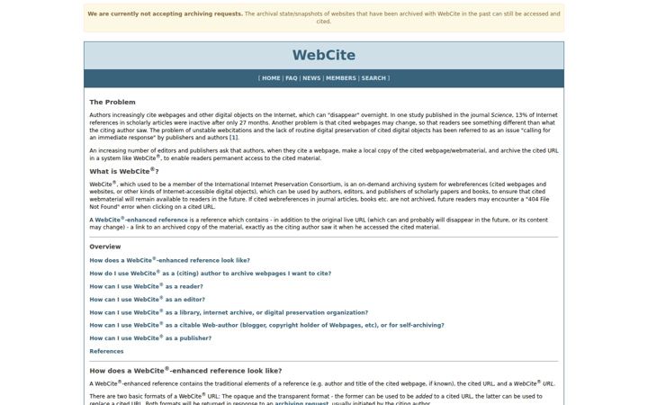 Screenshot di webcitation.org