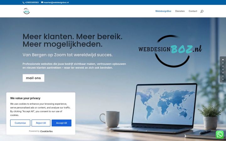 Screenshot stránky webdesignboz.nl