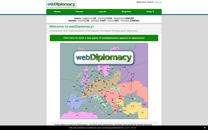 Screenshot of webdiplomacy.net
