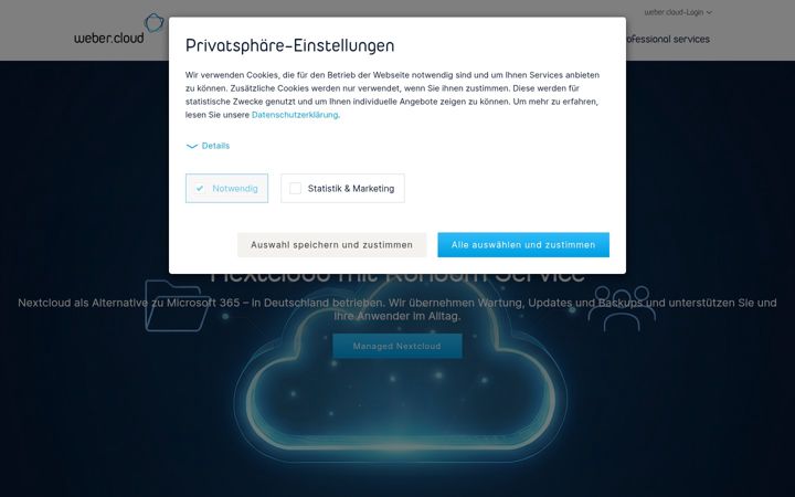 Screenshot of weber.cloud