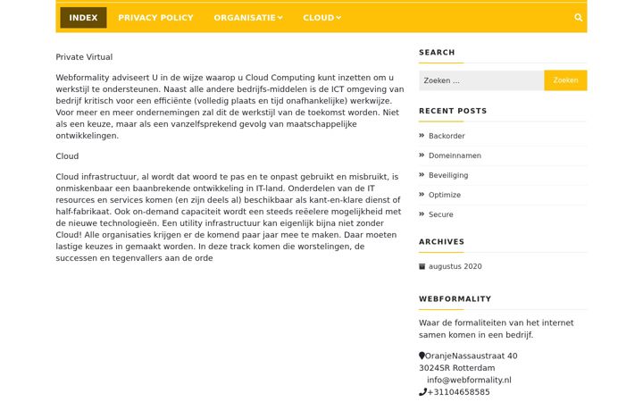 Screenshot van webformality.nl