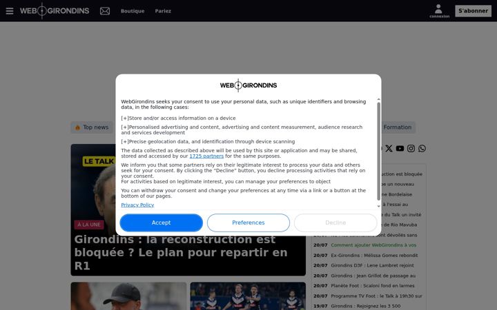 Screenshot of webgirondins.com