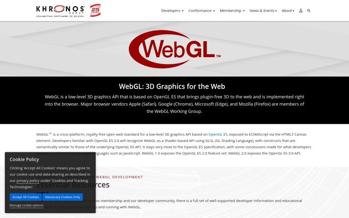 Screenshot of webgl.org