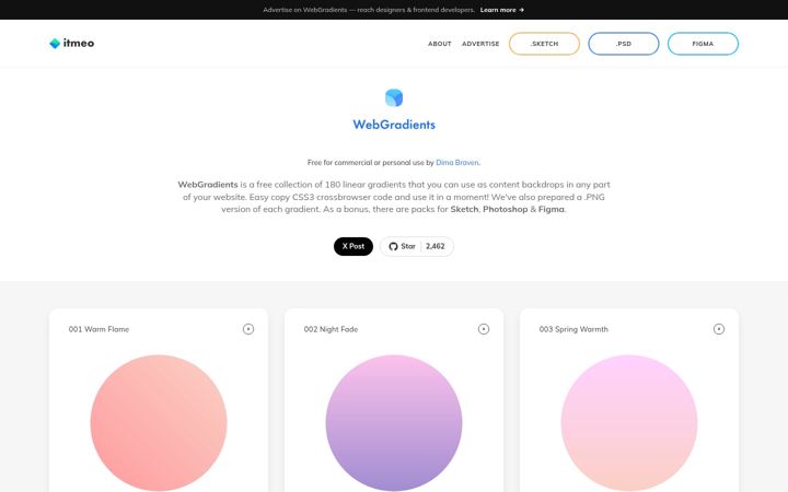 Screenshot of webgradients.com