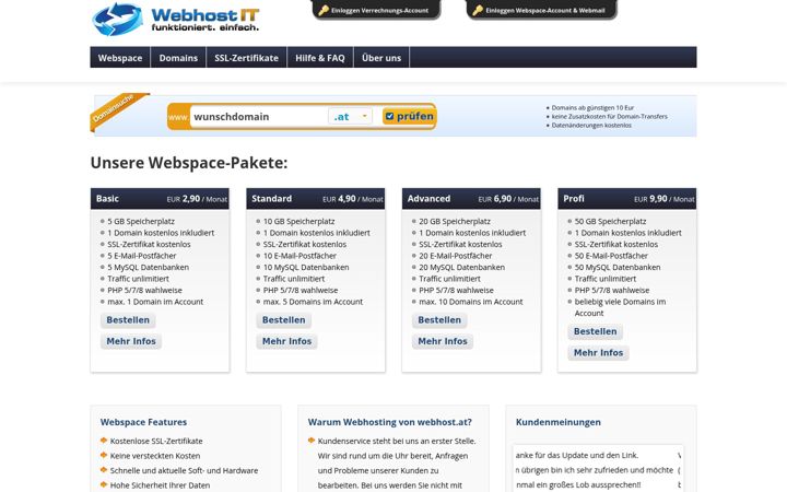Screenshot of webhost.at