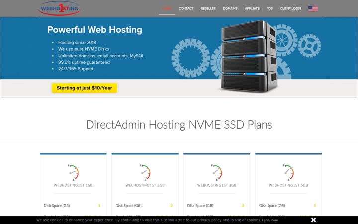 Screenshot of webhosting1st.com