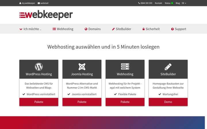 Screenshot of webkeeper.ch