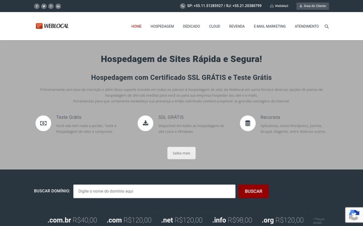 Screenshot of weblocal.com.br