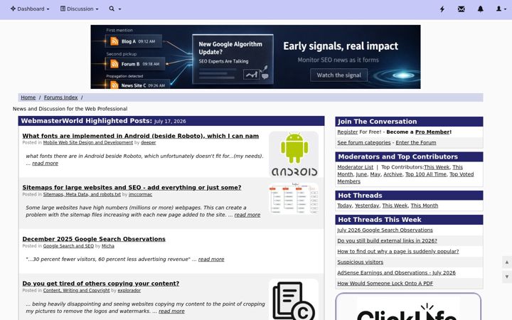 Skjámynd af webmasterworld.com