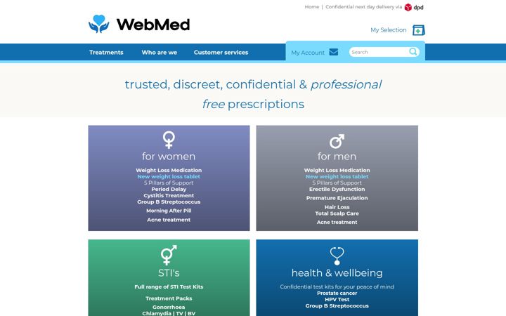 Screenshot van webmedpharmacy.co.uk