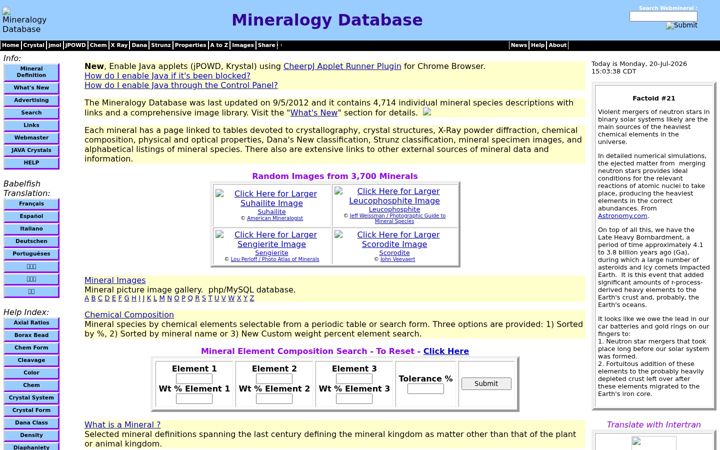 Screenshot of webmineral.com
