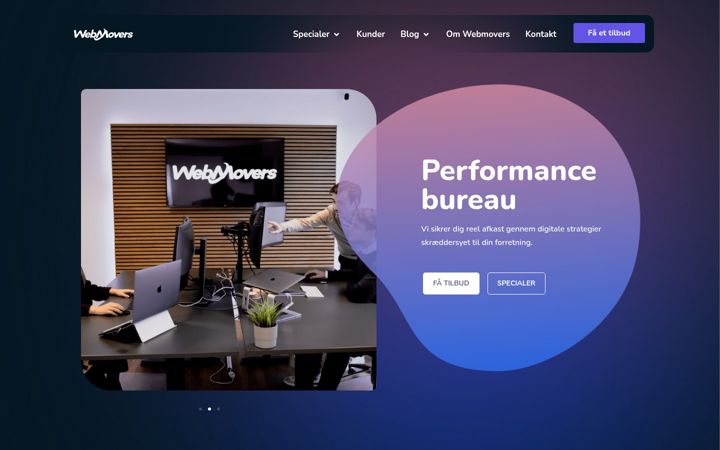 Screenshot di webmovers.dk