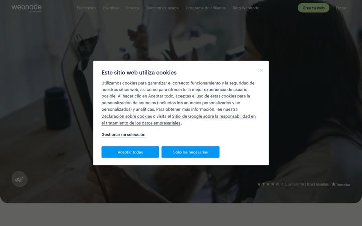 Ekraanipilt saidist webnode.es