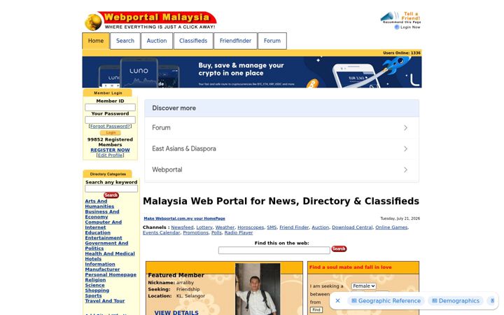 Zrzut ekranu webportal.com.my