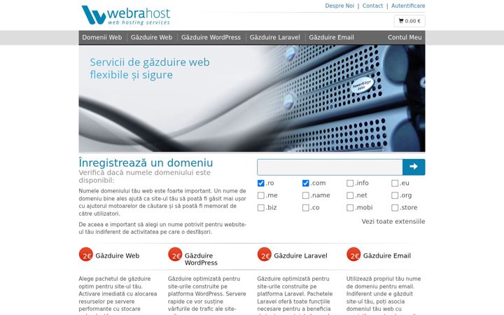 Screenshot of webrahost.ro