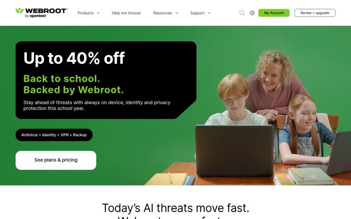 Screenshot ta' webroot.com