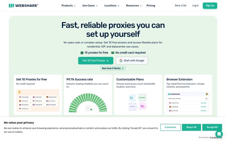 Screenshot di webshare.io