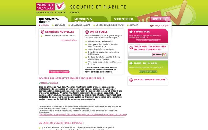 Screenshot of webshoptrustmark.fr